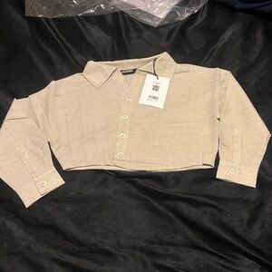 Jacquemus Natural Beige Cropped Button-Down Shirt